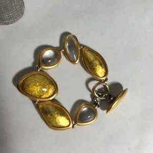 Gold tone and glass bracelet